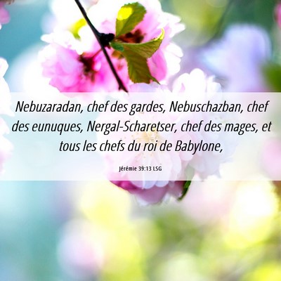 Picture 06 - Jérémie 39:13 LSG - Nebuzaradan, chef des gardes, Nebuschazban, chef - Bible Verse Picture
