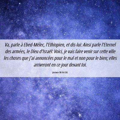 Picture 06 - Jérémie 39:16 LSG - Va, parle à Ebed-Mélec, l'Ethiopien, et - Bible Verse Picture