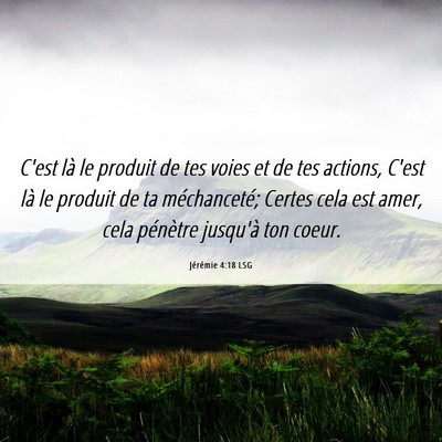 Picture 06 - Jérémie 4:18 LSG - C'est là le produit de tes voies et de tes - Bible Verse Picture
