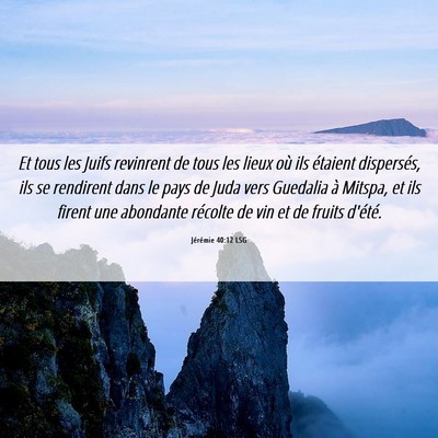Picture 06 - Jérémie 40:12 LSG - Et tous les Juifs revinrent de tous les lieux où - Bible Verse Picture