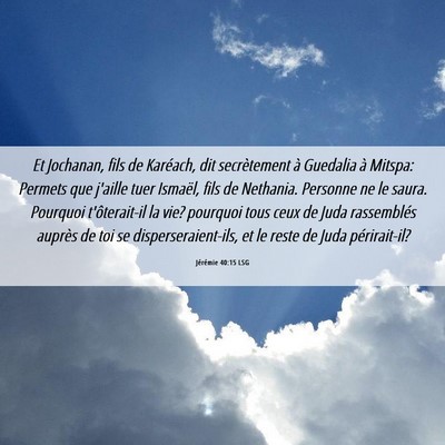 Picture 06 - Jérémie 40:15 LSG - Et Jochanan, fils de Karéach, dit secrètement - Bible Verse Picture