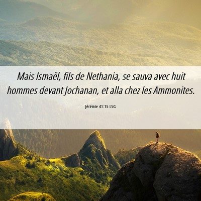 Picture 06 - Jérémie 41:15 LSG - Mais Ismaël, fils de Nethania, se sauva avec - Bible Verse Picture