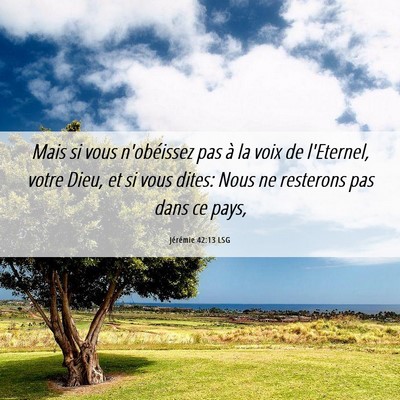 Picture 06 - Jérémie 42:13 LSG - Mais si vous n'obéissez pas à la voix de - Bible Verse Picture