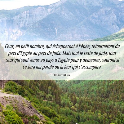 Picture 06 - Jérémie 44:28 LSG - Ceux, en petit nombre, qui échapperont à - Bible Verse Picture