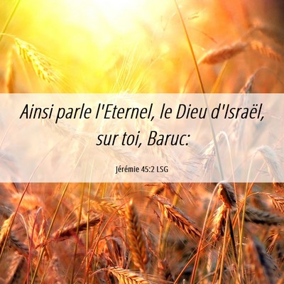 Picture 06 - Jérémie 45:2 LSG - Ainsi parle l'Eternel, le Dieu d'Israël, sur - Bible Verse Picture