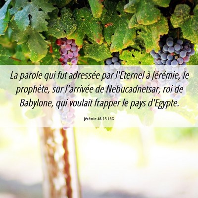 Picture 06 - Jérémie 46:13 LSG - La parole qui fut adressée par l'Eternel à - Bible Verse Picture