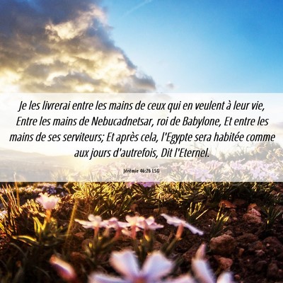 Picture 06 - Jérémie 46:26 LSG - Je les livrerai entre les mains de ceux qui en - Bible Verse Picture