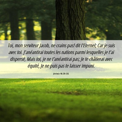 Picture 06 - Jérémie 46:28 LSG - Toi, mon serviteur Jacob, ne crains pas! dit - Bible Verse Picture