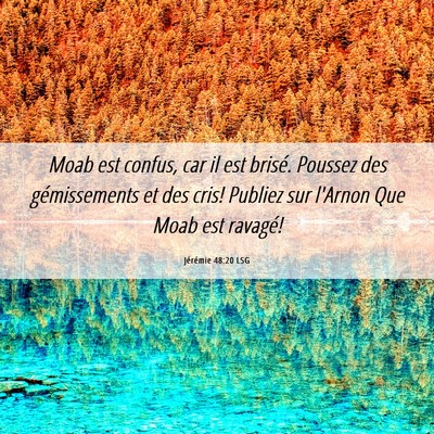 Picture 06 - Jérémie 48:20 LSG - Moab est confus, car il est brisé. Poussez des - Bible Verse Picture
