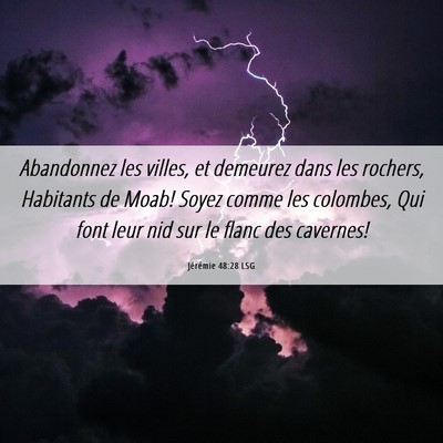 Picture 06 - Jérémie 48:28 LSG - Abandonnez les villes, et demeurez dans les - Bible Verse Picture