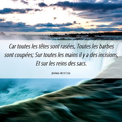 Picture 06 - Jérémie 48:37 LSG - Car toutes les têtes sont rasées, Toutes les - Bible Verse Picture