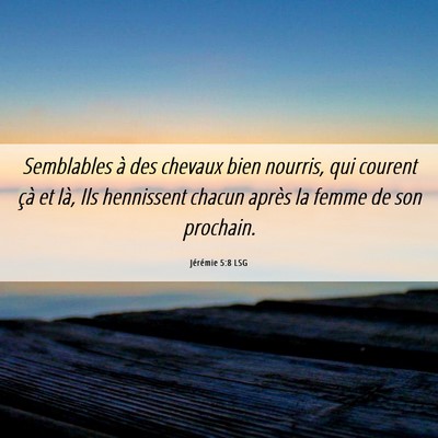 Picture 06 - Jérémie 5:8 LSG - Semblables à des chevaux bien nourris, qui - Bible Verse Picture