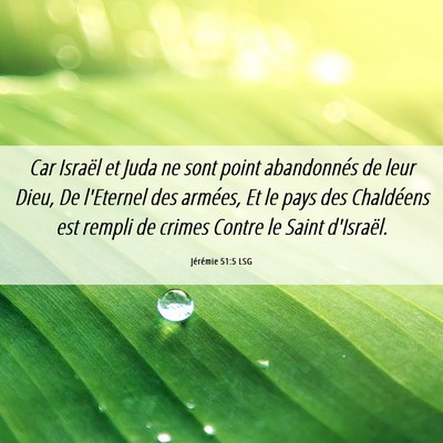 Picture 06 - Jérémie 51:5 LSG - Car Israël et Juda ne sont point abandonnés de - Bible Verse Picture