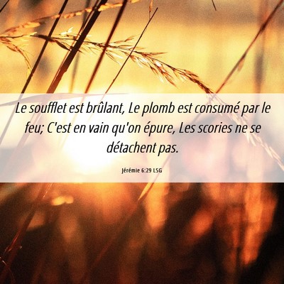 Picture 06 - Jérémie 6:29 LSG - Le soufflet est brûlant, Le plomb est consumé - Bible Verse Picture