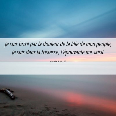 Picture 06 - Jérémie 8:21 LSG - Je suis brisé par la douleur de la fille de mon - Bible Verse Picture