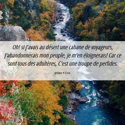 Picture 06 - Jérémie 9:2 LSG - Oh! si j'avais au désert une cabane de - Bible Verse Picture