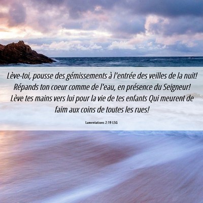 Picture 06 - Lamentations 2:19 LSG - Lève-toi, pousse des gémissements à l'entrée - Bible Verse Picture