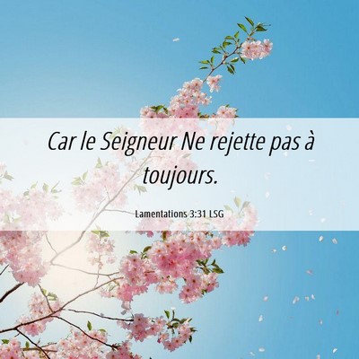 Picture 06 - Lamentations 3:31 LSG - Car le Seigneur Ne rejette pas à - Bible Verse Picture