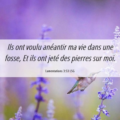 Picture 06 - Lamentations 3:53 LSG - Ils ont voulu anéantir ma vie dans une fosse, Et - Bible Verse Picture