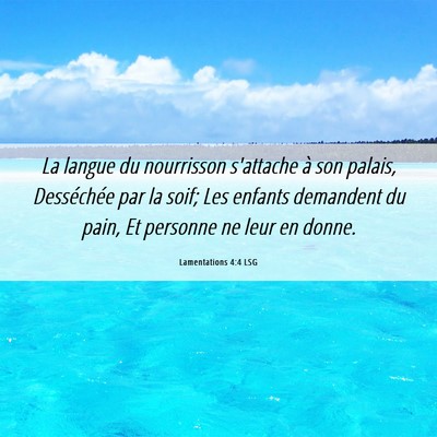 Picture 06 - Lamentations 4:4 LSG - La langue du nourrisson s'attache à son palais, - Bible Verse Picture