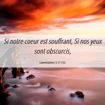 Picture 06 - Lamentations 5:17 LSG - Si notre coeur est souffrant, Si nos yeux sont - Bible Verse Picture