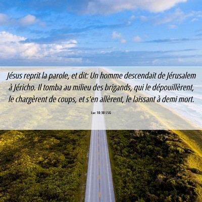 Picture 06 - Luc 10:30 LSG - Jésus reprit la parole, et dit: Un homme - Bible Verse Picture