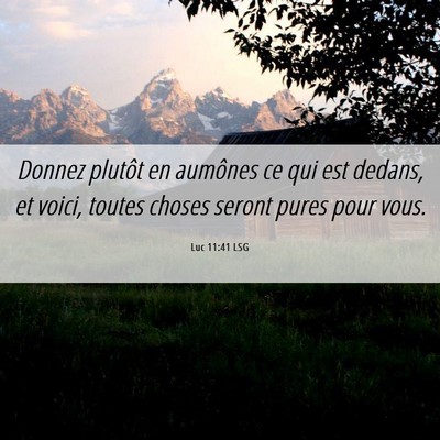 Picture 06 - Luc 11:41 LSG - Donnez plutôt en aumônes ce qui est dedans, et - Bible Verse Picture