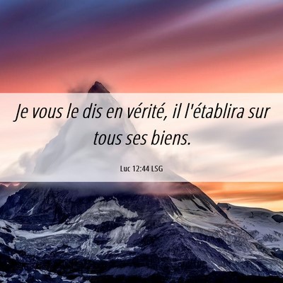 Picture 06 - Luc 12:44 LSG - Je vous le dis en vérité, il l'établira sur - Bible Verse Picture