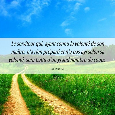 Picture 06 - Luc 12:47 LSG - Le serviteur qui, ayant connu la volonté de son - Bible Verse Picture