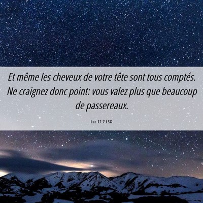 Picture 06 - Luc 12:7 LSG - Et même les cheveux de votre tête sont tous - Bible Verse Picture