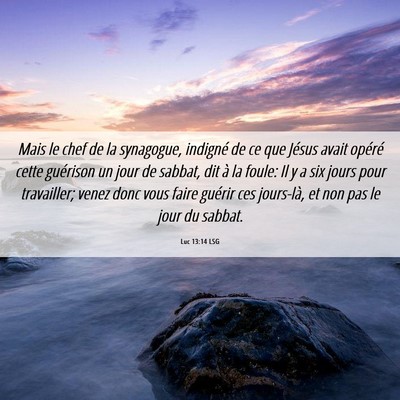 Picture 06 - Luc 13:14 LSG - Mais le chef de la synagogue, indigné de ce que - Bible Verse Picture