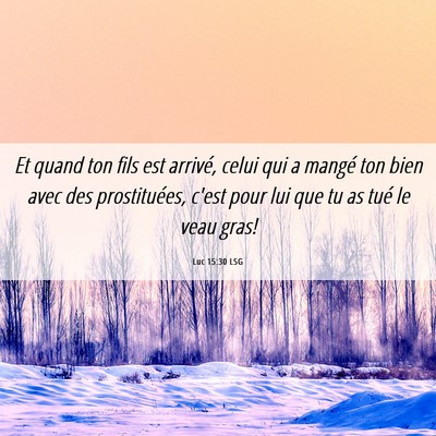 Picture 06 - Luc 15:30 LSG - Et quand ton fils est arrivé, celui qui a mangé - Bible Verse Picture