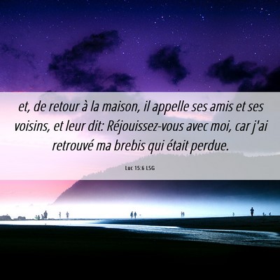 Picture 06 - Luc 15:6 LSG - et, de retour à la maison, il appelle ses amis - Bible Verse Picture