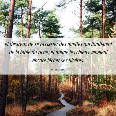 Picture 06 - Luc 16:21 LSG - et désireux de se rassasier des miettes qui - Bible Verse Picture