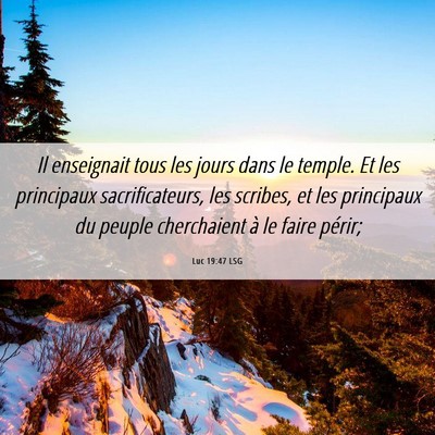 Picture 06 - Luc 19:47 LSG - Il enseignait tous les jours dans le temple. Et - Bible Verse Picture