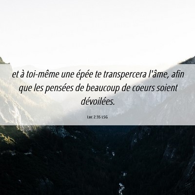 Picture 06 - Luc 2:35 LSG - et à toi-même une épée te transpercera - Bible Verse Picture