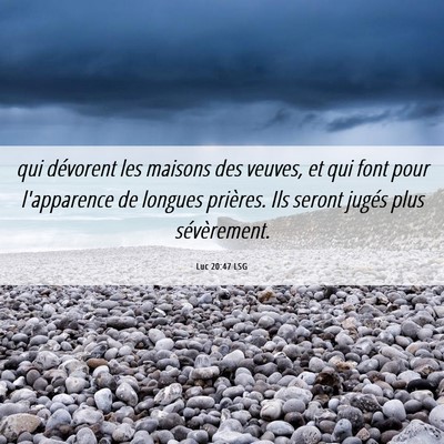 Picture 06 - Luc 20:47 LSG - qui dévorent les maisons des veuves, et qui font - Bible Verse Picture