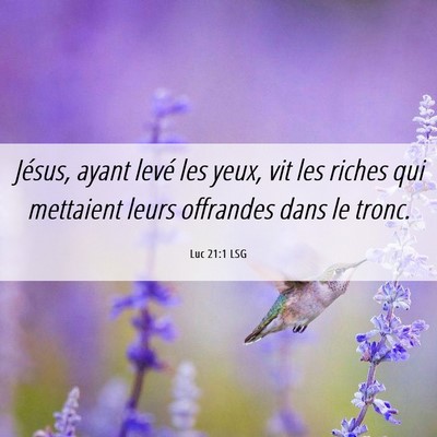 Picture 06 - Luc 21:1 LSG - Jésus, ayant levé les yeux, vit les riches qui - Bible Verse Picture