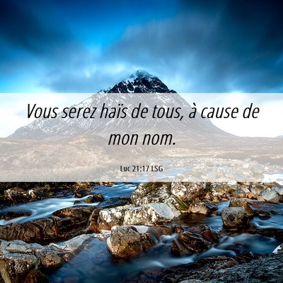 Picture 06 - Luc 21:17 LSG - Vous serez haïs de tous, à cause de mon - Bible Verse Picture