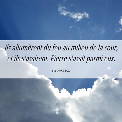 Picture 06 - Luc 22:55 LSG - Ils allumèrent du feu au milieu de la cour, et - Bible Verse Picture
