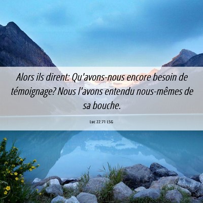 Picture 06 - Luc 22:71 LSG - Alors ils dirent: Qu'avons-nous encore besoin de - Bible Verse Picture