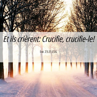 Picture 06 - Luc 23:21 LSG - Et ils crièrent: Crucifie, - Bible Verse Picture