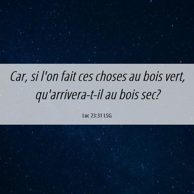 Picture 06 - Luc 23:31 LSG - Car, si l'on fait ces choses au bois vert, - Bible Verse Picture