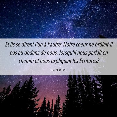 Picture 06 - Luc 24:32 LSG - Et ils se dirent l'un à l'autre: Notre coeur ne - Bible Verse Picture