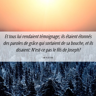 Picture 06 - Luc 4:22 LSG - Et tous lui rendaient témoignage; ils étaient - Bible Verse Picture