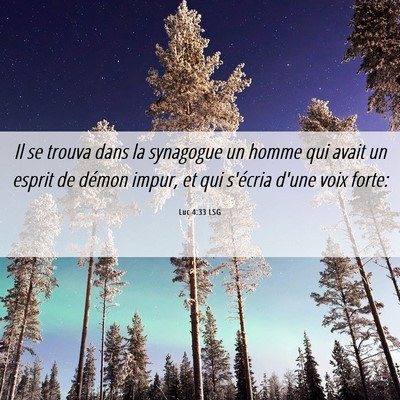 Picture 06 - Luc 4:33 LSG - Il se trouva dans la synagogue un homme qui avait - Bible Verse Picture