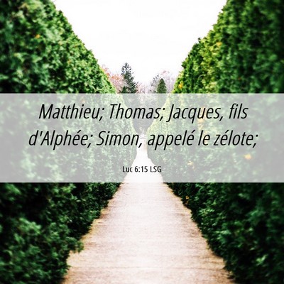 Picture 06 - Luc 6:15 LSG - Matthieu; Thomas; Jacques, fils d'Alphée; Simon, - Bible Verse Picture