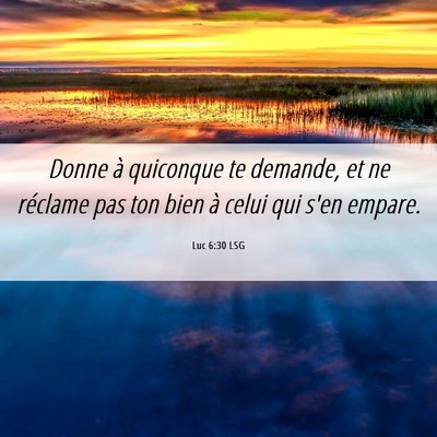 Picture 06 - Luc 6:30 LSG - Donne à quiconque te demande, et ne réclame pas - Bible Verse Picture