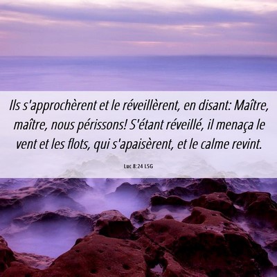 Picture 06 - Luc 8:24 LSG - Ils s'approchèrent et le réveillèrent, en - Bible Verse Picture