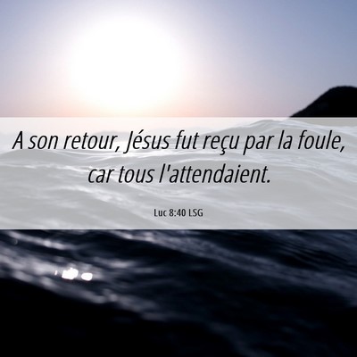 Picture 06 - Luc 8:40 LSG - A son retour, Jésus fut reçu par la foule, car - Bible Verse Picture